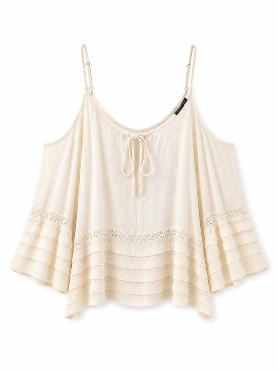 American Eagle Outfitters Tops - American Eagle Outfitters Cream Cold-Shoulder Tie-Front Camisole Top XL